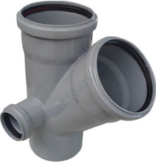 Крестовина PP-H 2-плоскостная левая серая Дн 110х110х50х45гр б/нап RTP (РосТурПласт) 19198