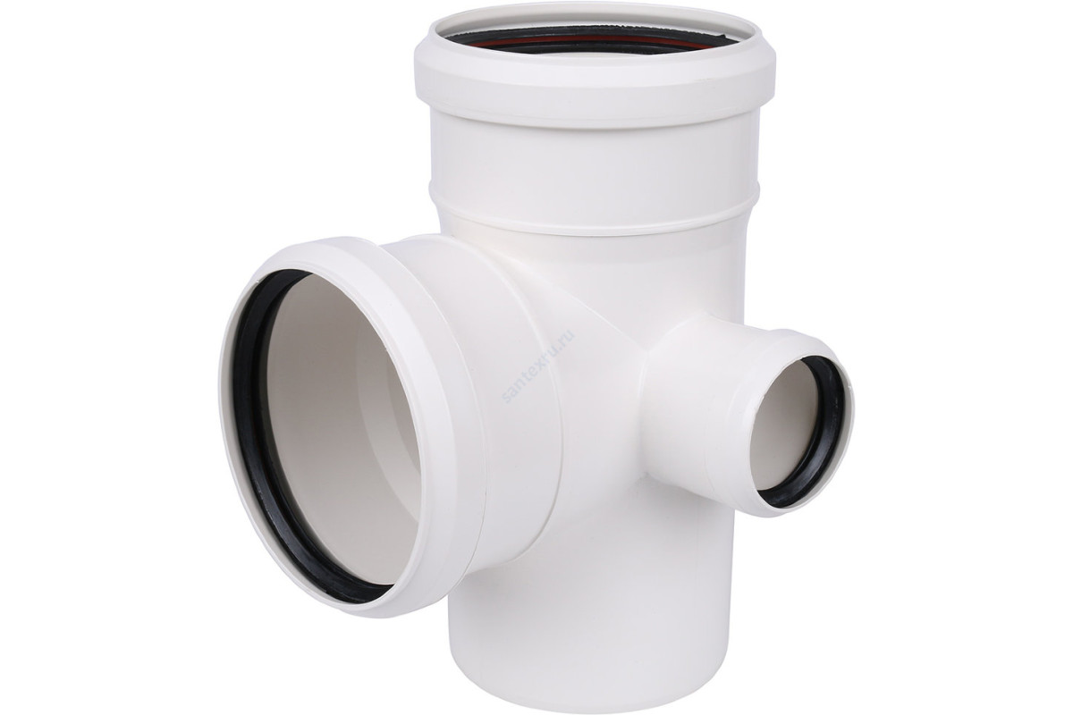 Крестовина PP-H 2-плоскостная левая бесшумная белая Дн 110х110х50х87гр б/нап в/к RTP (РосТурПласт)