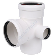 Крестовина PP-H 2-плоскостная левая бесшумная белая Дн 110х110х50х87гр б/нап в/к RTP (РосТурПласт)