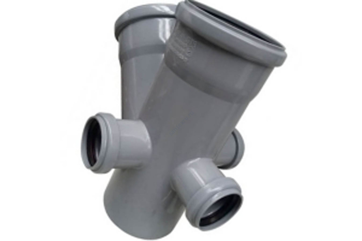 Крестовина PP-H 2-плоскостная левая/правая/тыл серая Дн 110х110х50х45гр б/нап RTP (РосТурПласт)