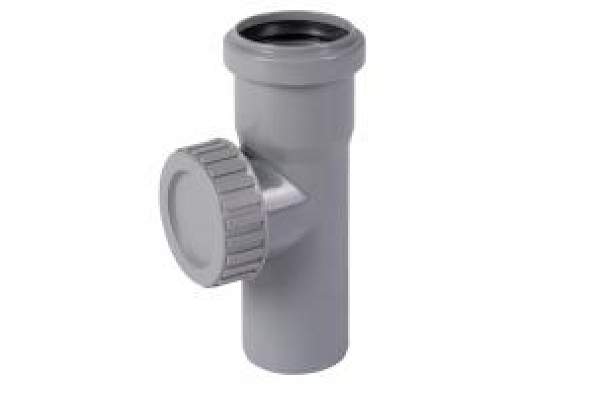 Ревизия PP-H с крышкой серая HT HTRE Дн 125 б/нап в/к Ostendorf 116600