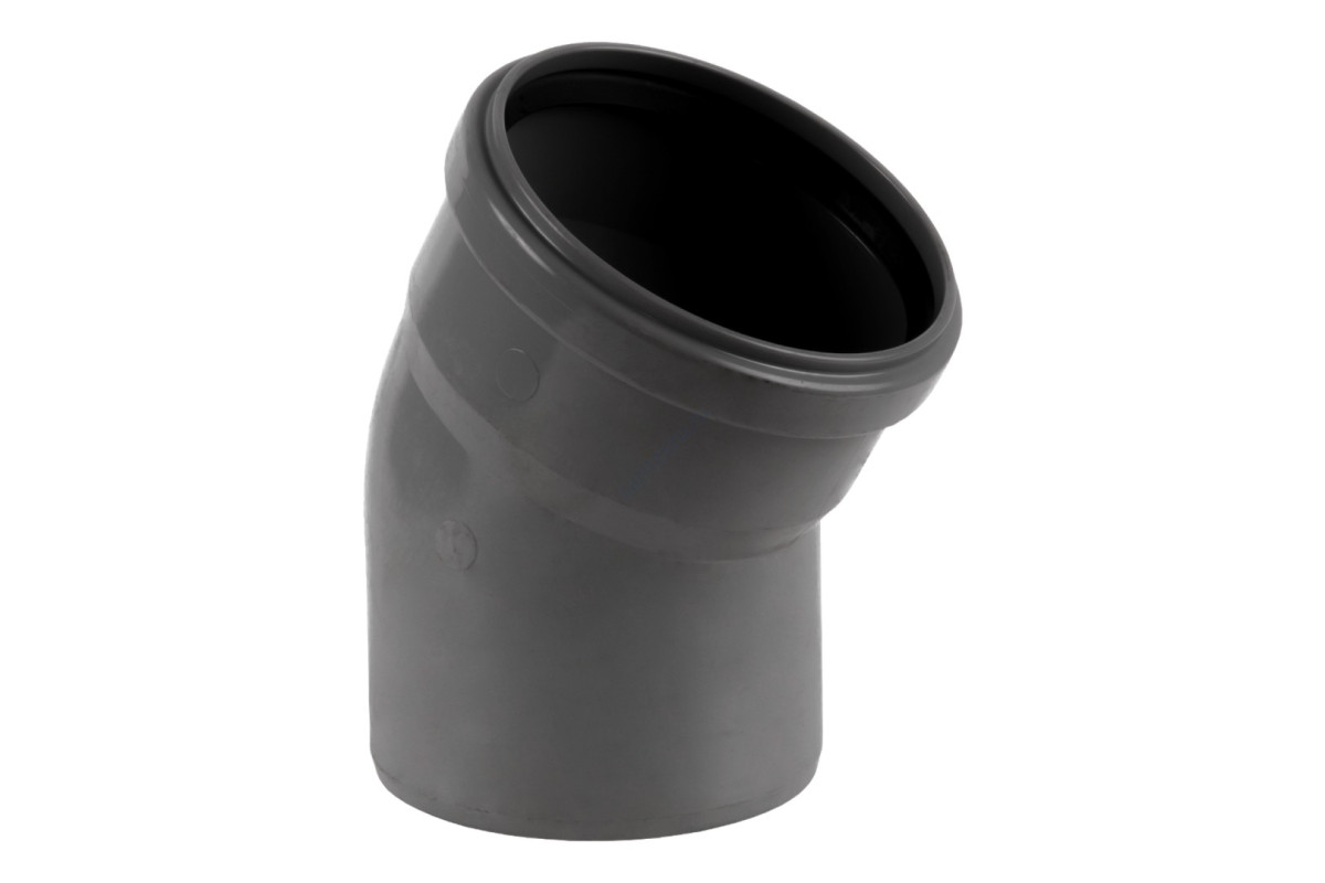 Отвод НПВХ с раструбом серый Дн 110х45гр б/нап в/к ТУ 6-49-33-92