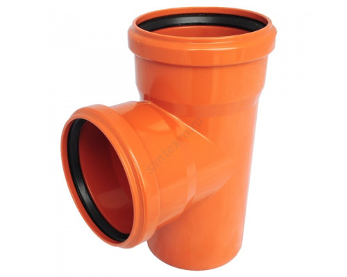 Тройник НПВХ с раструбом коричневый Дн 200х125х87гр б/нап в/к KGEA Ostendorf 223420
