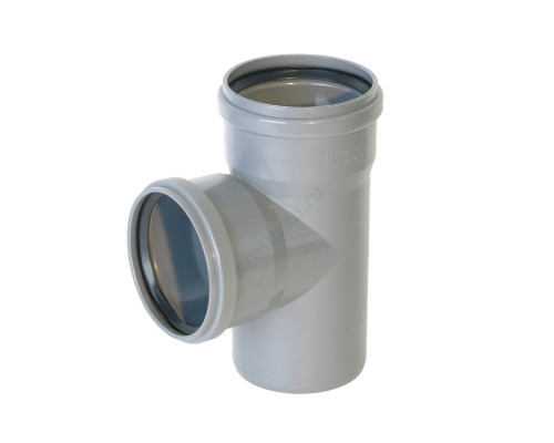 Тройник НПВХ с раструбом серый Дн 50х50х87гр б/нап в/к ТУ 6-49-33-92