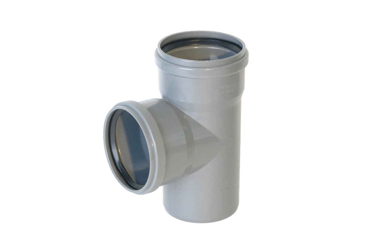 Тройник НПВХ с раструбом серый Дн 110х110х87гр б/нап в/к ТУ 6-49-33-92