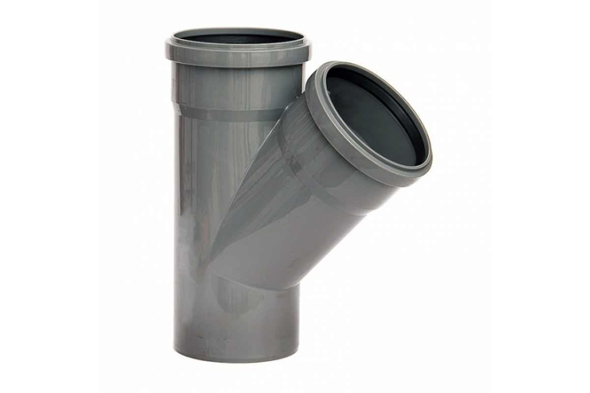 Тройник НПВХ с раструбом серый Дн 110х110х45гр б/нап в/к ТУ 6-49-33-92