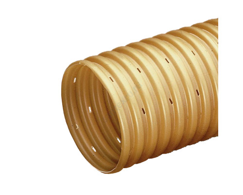 Труба ПВХ гофрированная дренажная 65/75 б/нап бухта L=50м отверстия 1,5х5мм с установленной муфтой Wavin 23735000