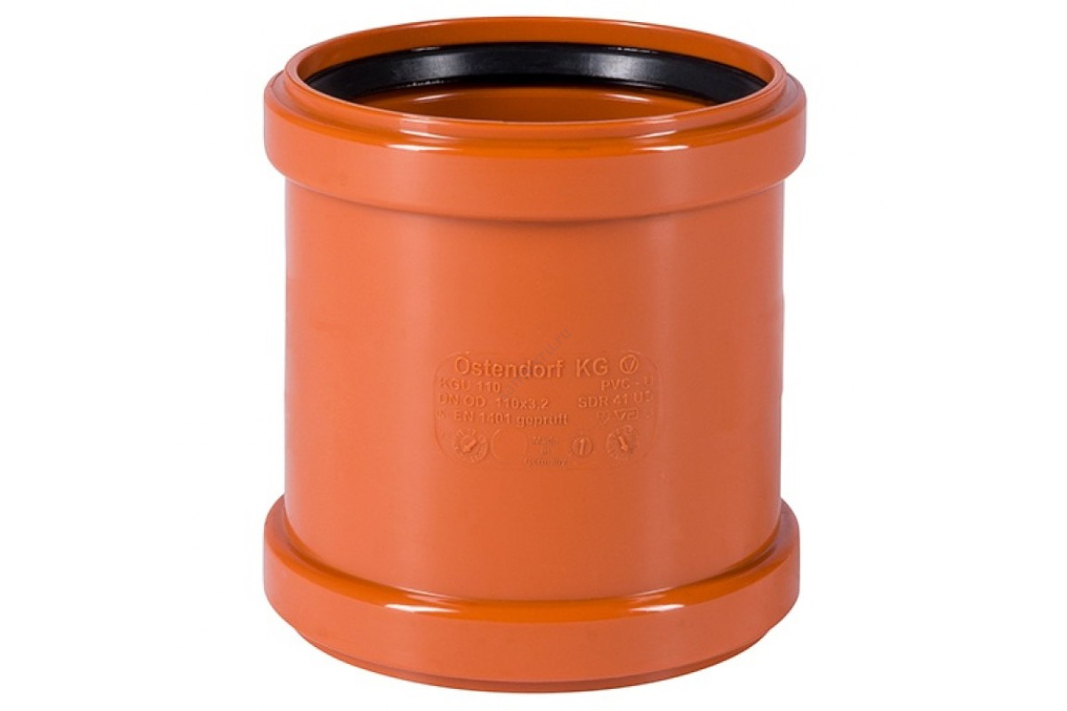 Муфта НПВХ двухраструбная коричневая Дн 110 б/нап в/к KGMM Ostendorf 220510