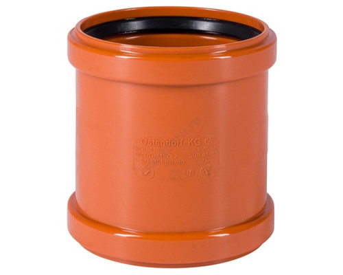 Муфта НПВХ двухраструбная коричневая Дн 110 б/нап в/к KGMM Ostendorf 220510