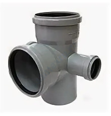 Крестовина НПВХ 2-плоскостная серая Дн 110х110х50х87гр б/нап левая в/к ТУ 6-49-33-92