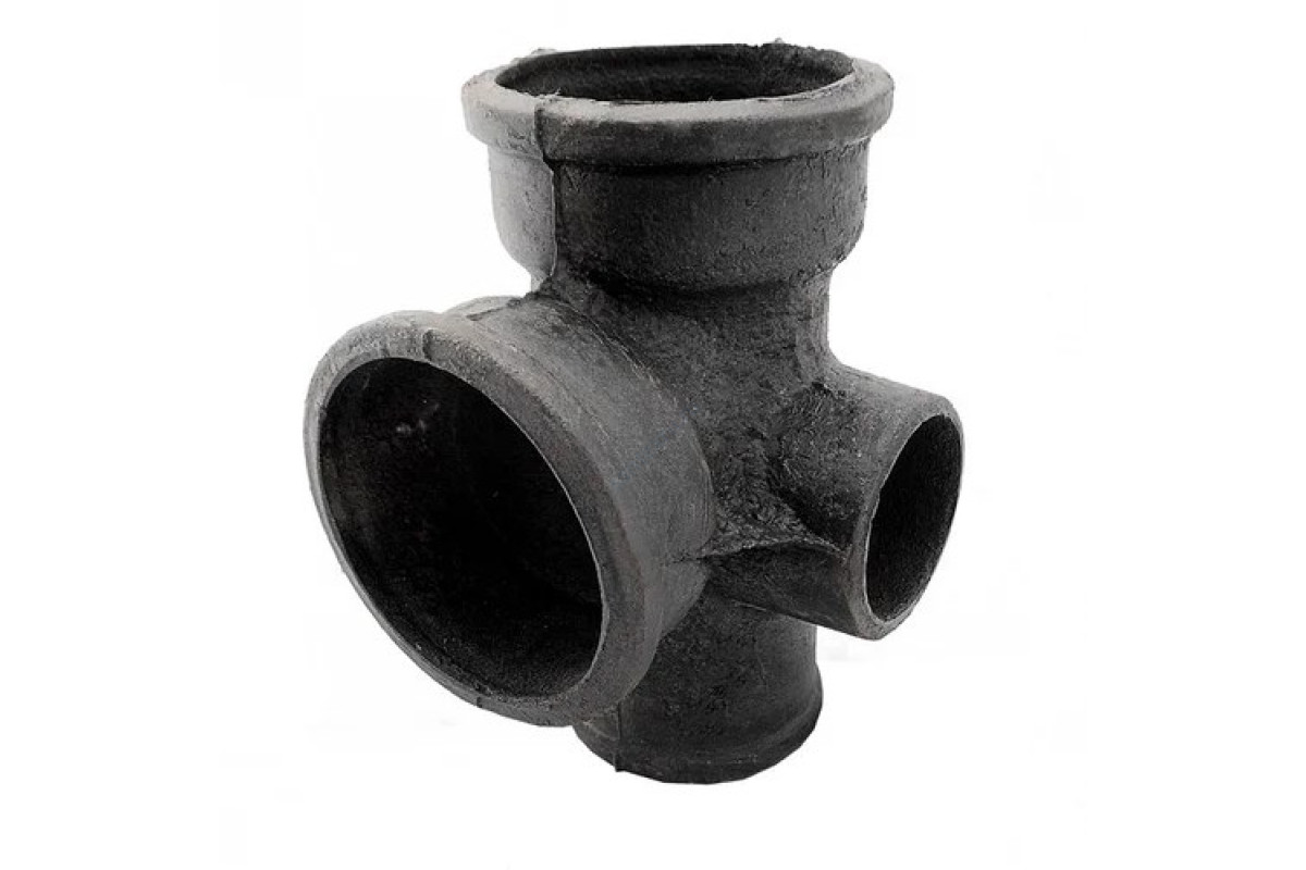 Крестовина чугун канализационная Ду 100х100х50х90гр б/н 2-плоскостная ГОСТ 6942-98 правая Кронтиф 