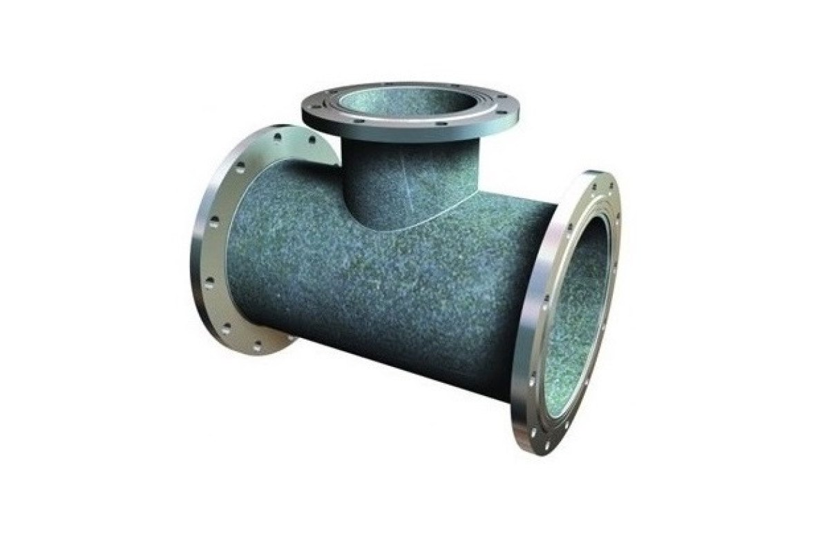 Тройник чугун ВЧШГ литой ТФ Ду 400 Ру10 фланцевый ГОСТ 2531-2012 с ЦПП с наружным цинковым и лаковым покрытием