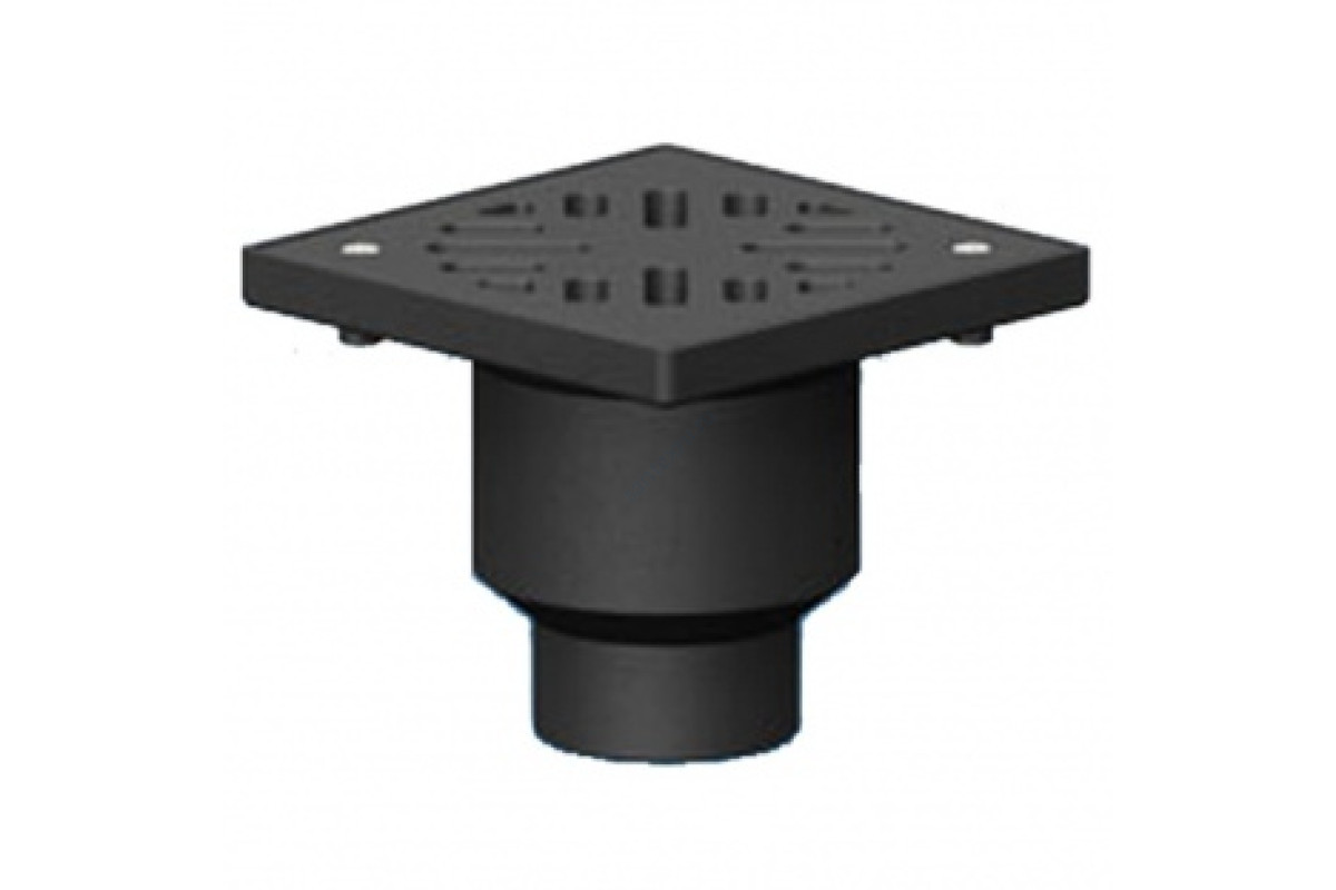 Трап чугун вертикальный квадратный ТП-112 h=207мм с грязеуловителем с чугунной решеткой Ду 100 Татполимер ТП-112.110/160-250VP