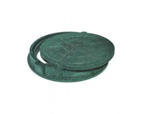Люк полимер (легкий садовый) зелёный круглый 750х580 h=60мм 15кН