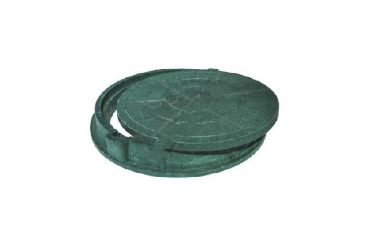 Люк полимер (легкий) зелёный круглый 760х630 h=90мм 30кН