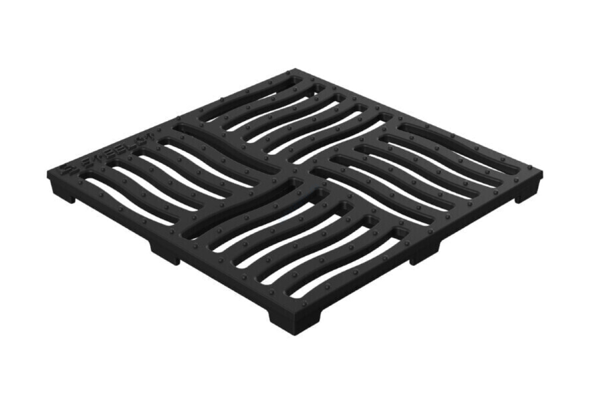 Решетка чугунная для дождеприемника щелевая 300х300мм черная квадратная h=23,5мм 250кН SteeStart СТИЛОТ Р3030AС 