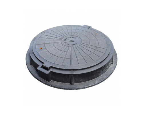 Люк полимер (легкий) серый круглый с запорным устройством 760х630 h=110мм 33кН