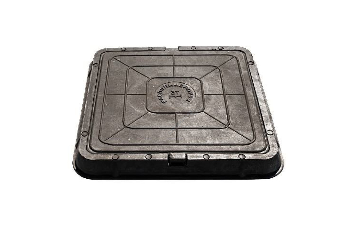 Люк полимер (легкий) 685х685мм серый квадратный h=60мм 30кН