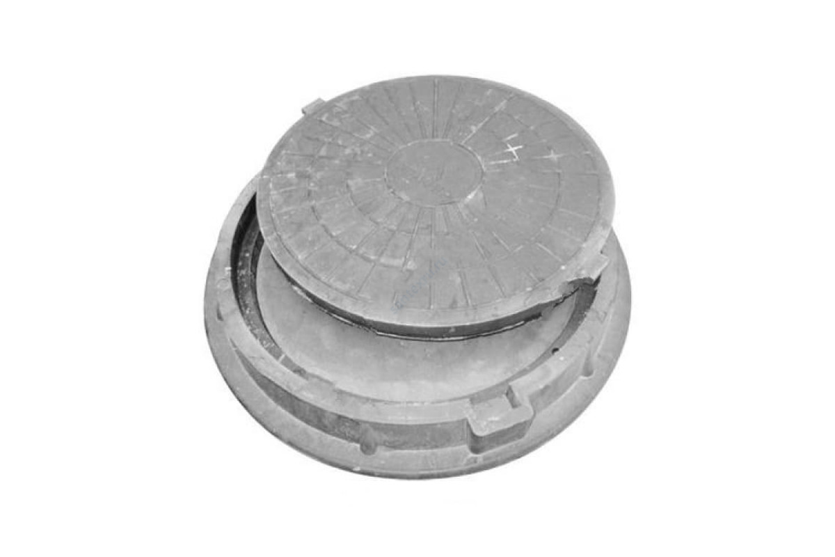 Люк полимер (легкий) серый круглый с двумя крышками 760х630 h=110мм 30кН