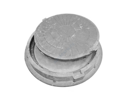 Люк полимер (легкий) серый круглый с двумя крышками 760х630 h=110мм 30кН