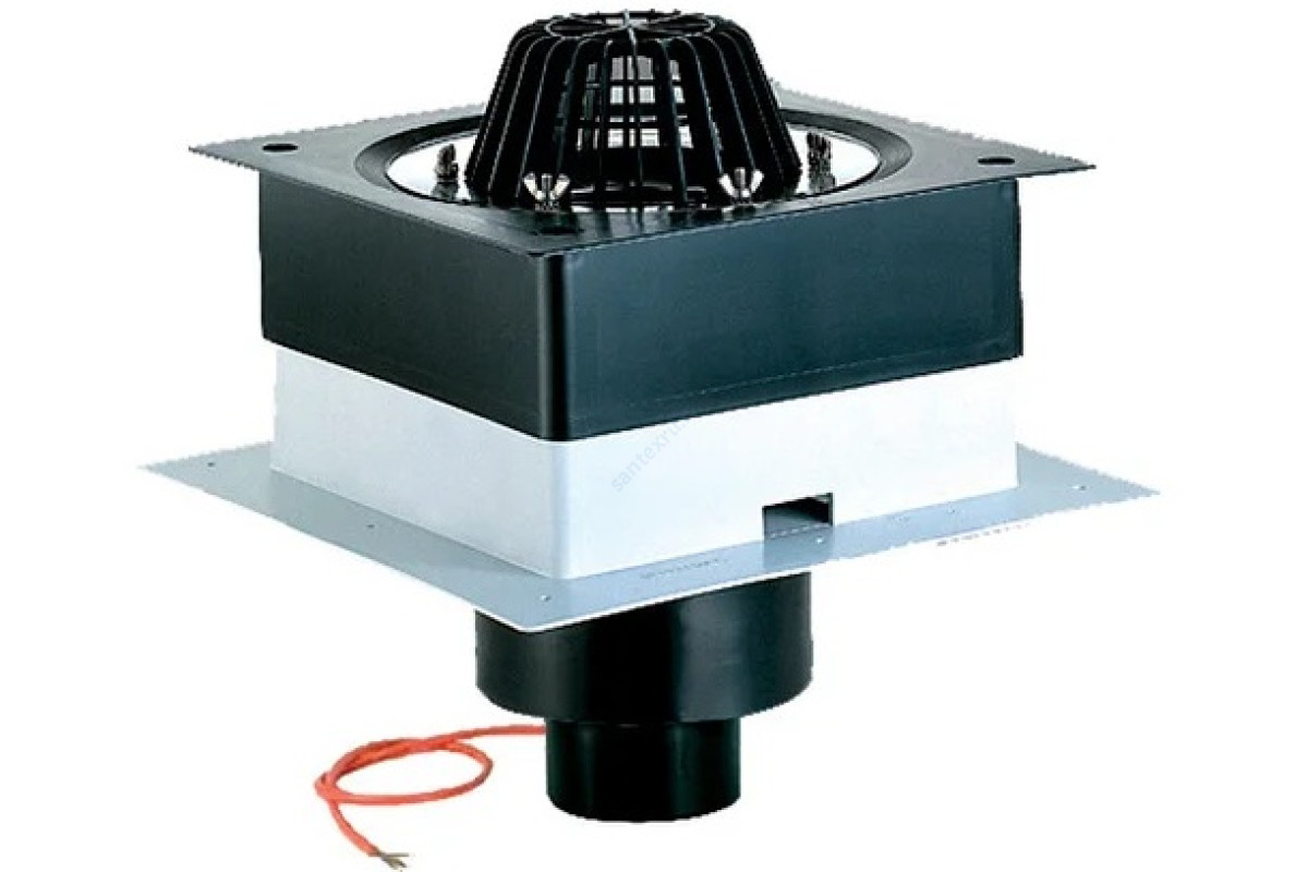 Воронка кровельная PP HL63.1 с вертикальным выпуском Дн 110 с листвоуловителем, электрообогревом, теплоизоляцией, обжимным фланцем HL HL63.1/1