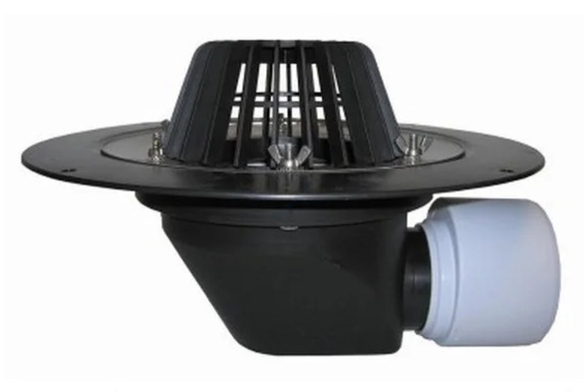 Воронка кровельная PP HL64H с горизонтальным выпуском Дн 75/110 с листвоуловителем, теплоизоляцией, гидроизоляционным полимербитумным полотном 500мм HL HL64H 