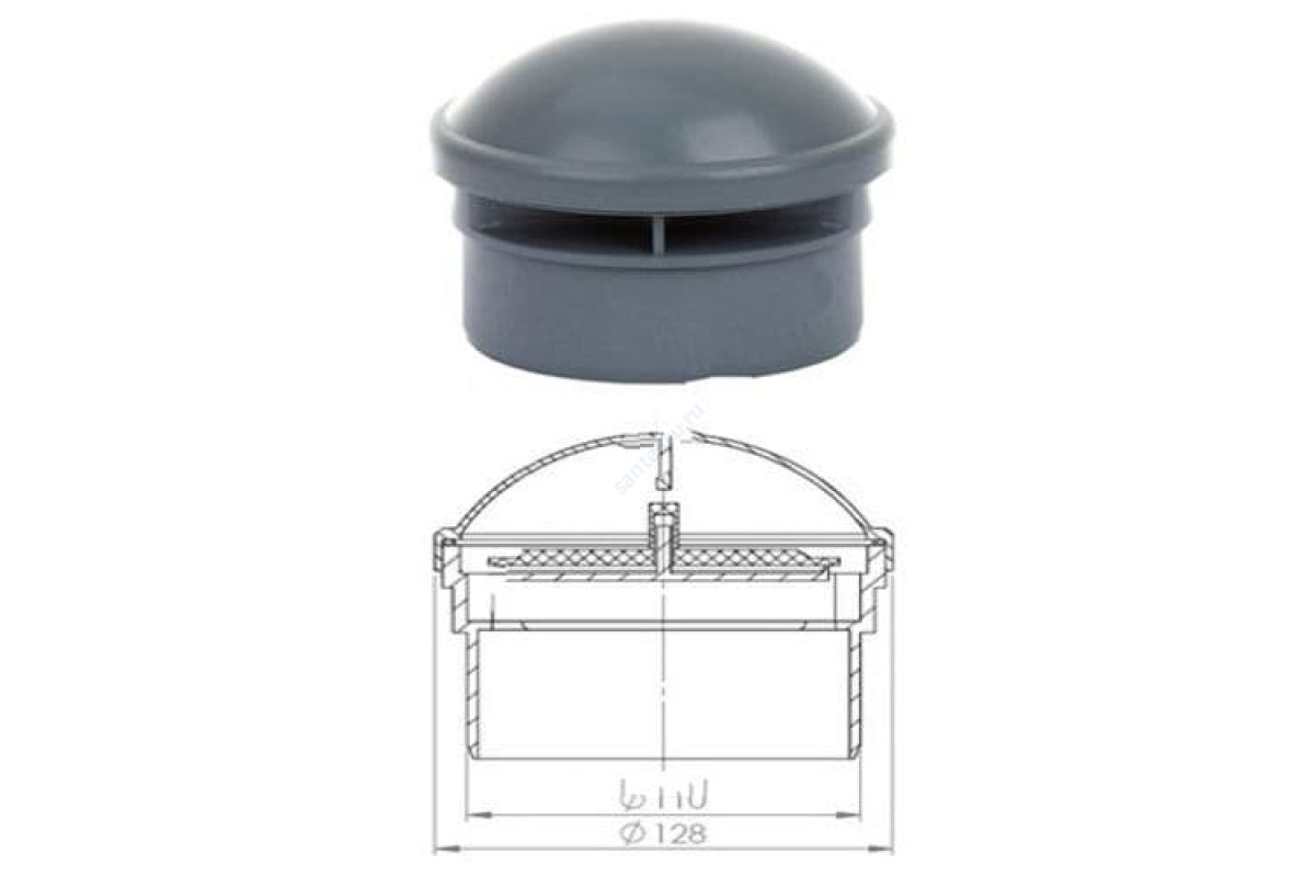 Клапан серый PP-H вакуумный Дн 50 б/нап Ostendorf 881780