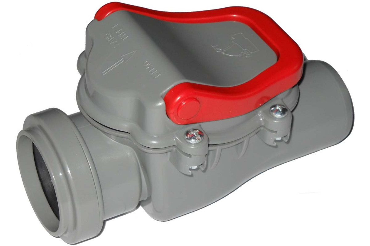 Клапан серый PP-H обратный канализационный Дн 50 б/нап Политэк 4000050