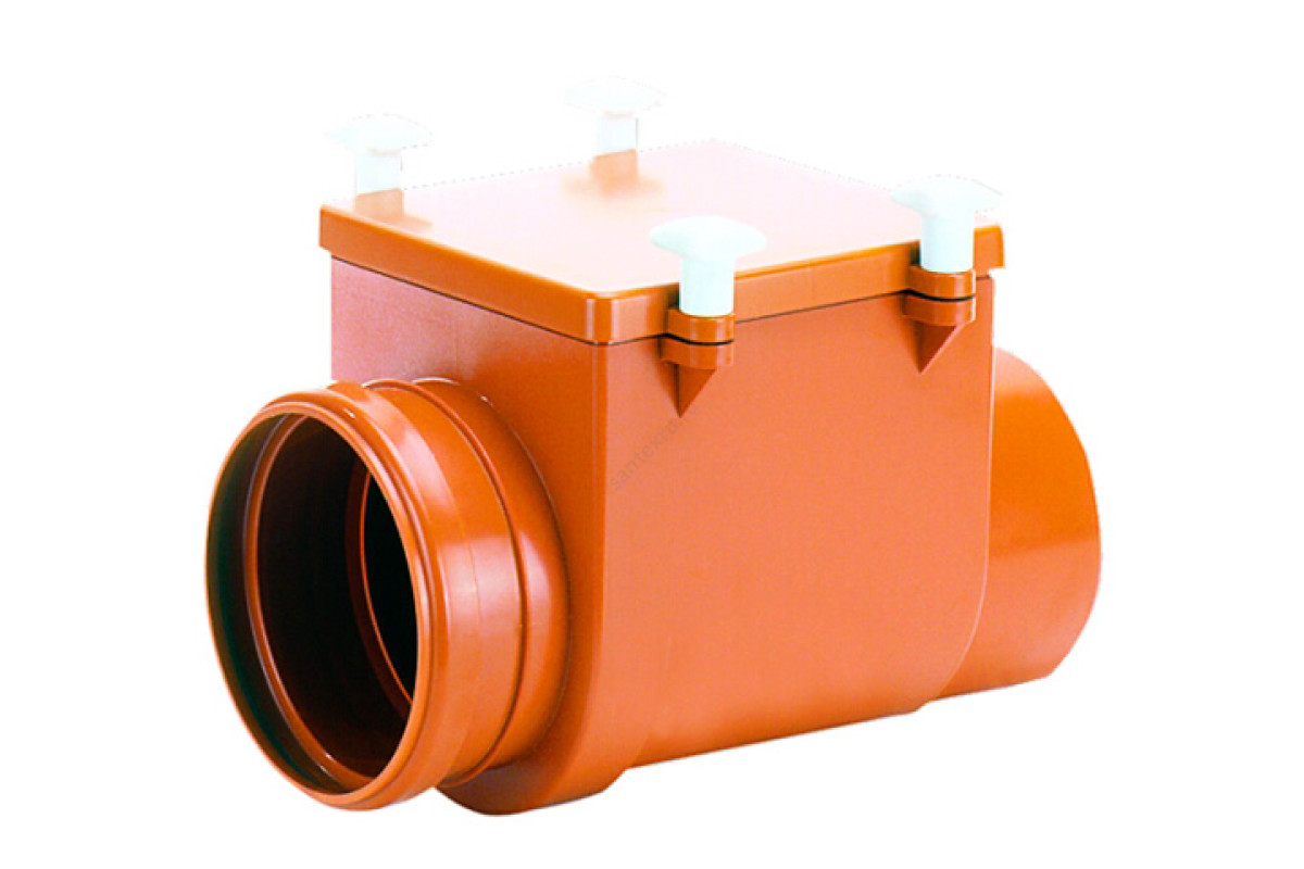 Затвор канализационный Дн 160 б/нап с заслонкой из нерж стали, монтажным лючком HL 715.0