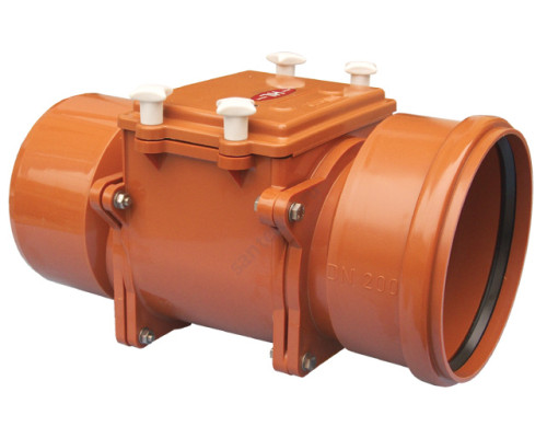 Затвор канализационный Дн 200 б/нап с заслонкой из нерж стали, монтажным лючком HL 720