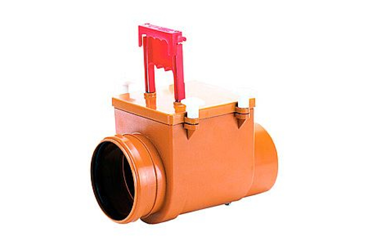 Затвор канализационный Дн 110 б/нап с заслонкой из нерж стали, монтажным лючком HL 710.1