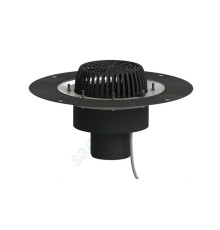 Воронка кровельная с вертикальным выпуском Дн 110 с листвоуловителем, прижимным фланцем из нержавеющей стали, электрообогревом Татполимер ТП-01.У.100-Э 