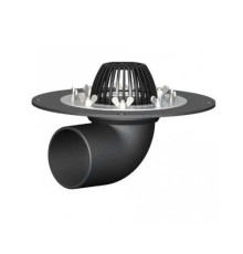 Воронка кровельная чугун с горизонтальным выпуском Дн 110 c листвоуловителем, прижимным фланцем из нержавеющей стали Татполимер ТП 44.100 