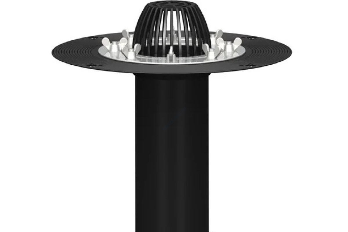 Воронка кровельная с вертикальным выпуском Дн 110 с листвоуловителем, прижимным фланцем из нержавеющей стали Татполимер ТП-01.100/6 