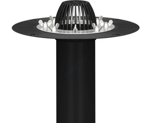 Воронка кровельная с вертикальным выпуском Дн 110 с листвоуловителем, прижимным фланцем из нержавеющей стали Татполимер ТП-01.100/6 