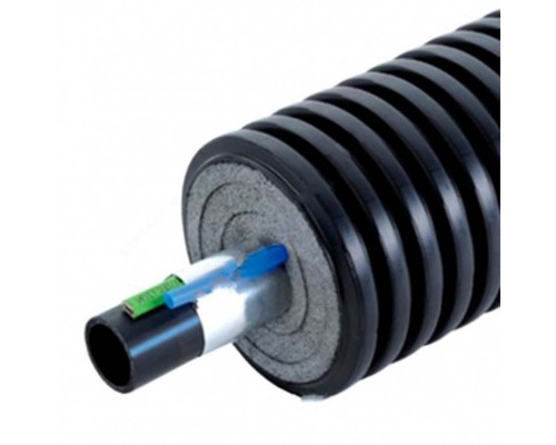 Труба ПЭ80 теплоизолированная для х/в Дн 32х2,9/68 Ру12,5 напорная 20С бухта 150м с греющим кабелем