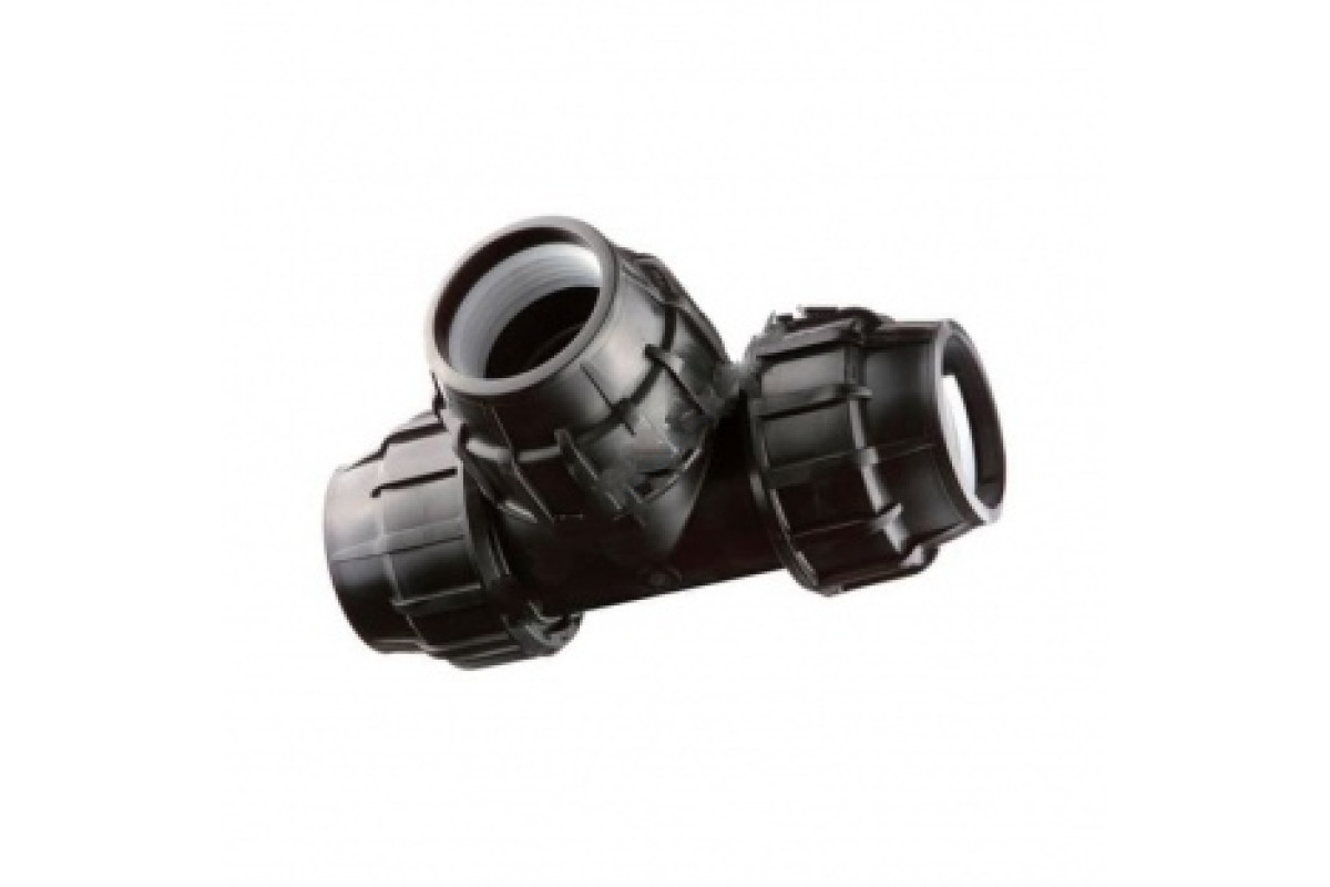 Тройник компрессионный ПЭ переходной Дн 90х63 напорный 1969342