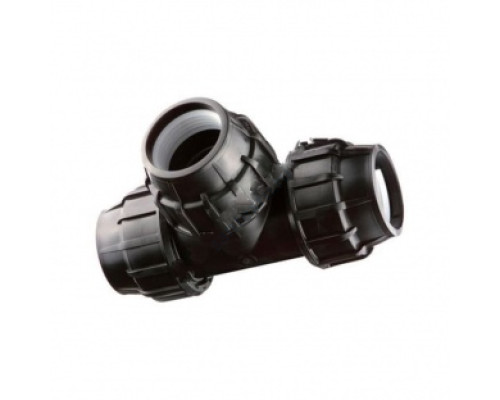 Тройник компрессионный ПЭ переходной Дн 90х63 напорный 1969342
