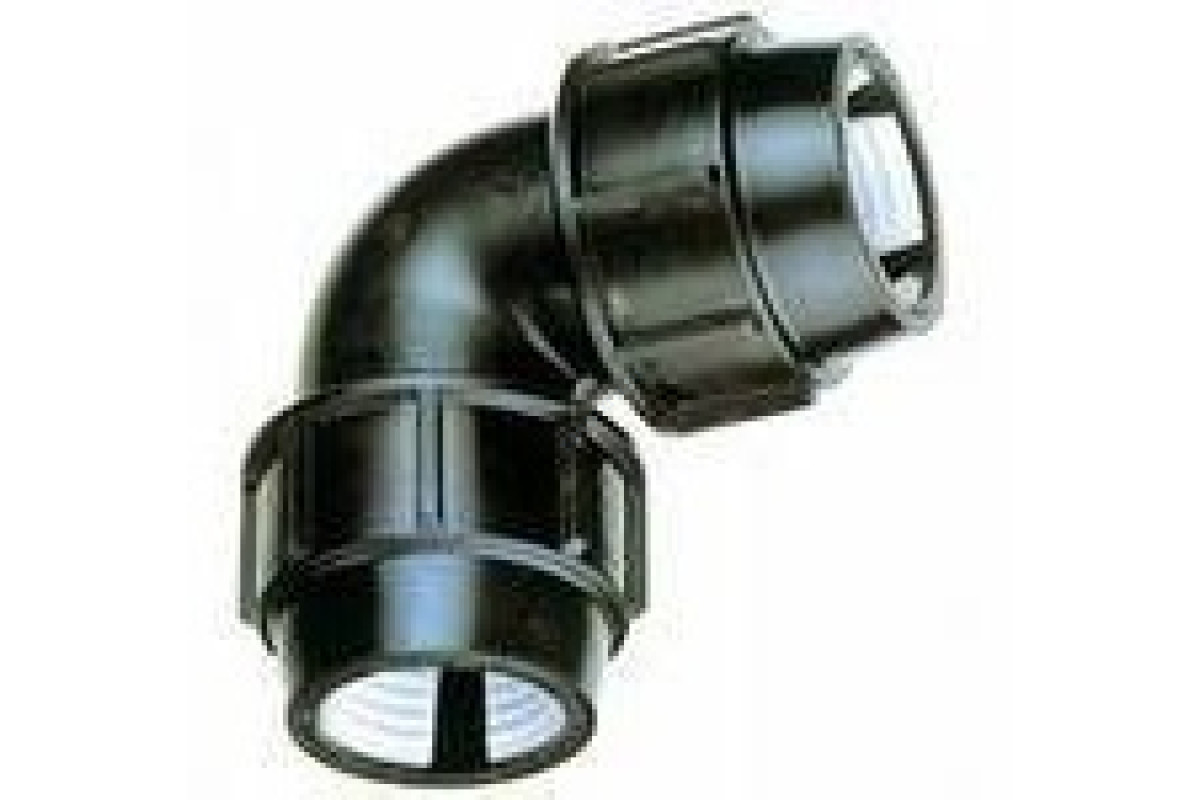 Отвод компрессионный ПЭ Дн 90х90гр напорный 1090320