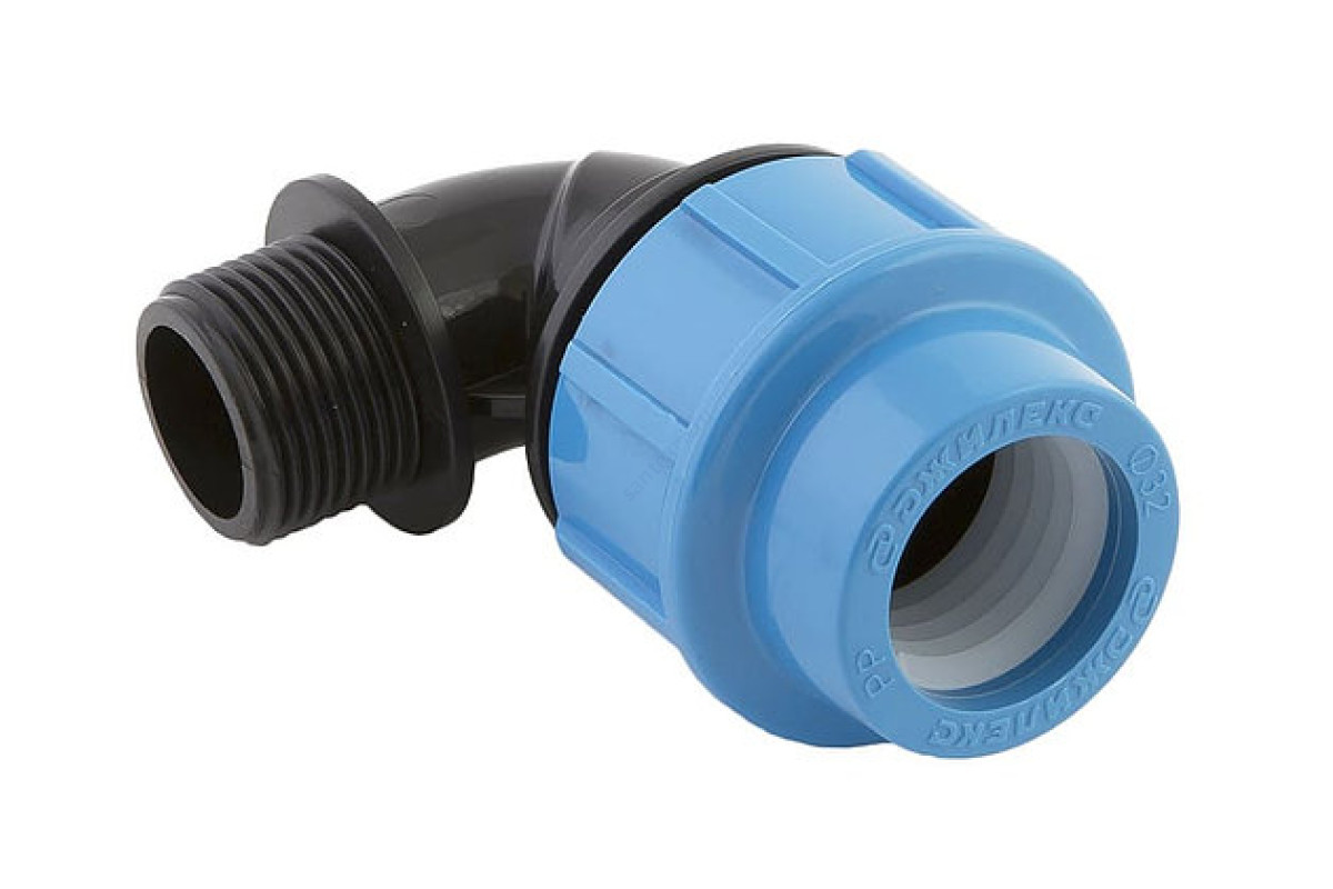 Отвод компрессионный ПЭ НР Дн 25х1"х90гр напорный Джилекс 9273