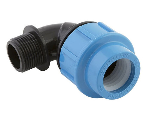 Отвод компрессионный ПЭ НР Дн 25х1"х90гр напорный Джилекс 9273