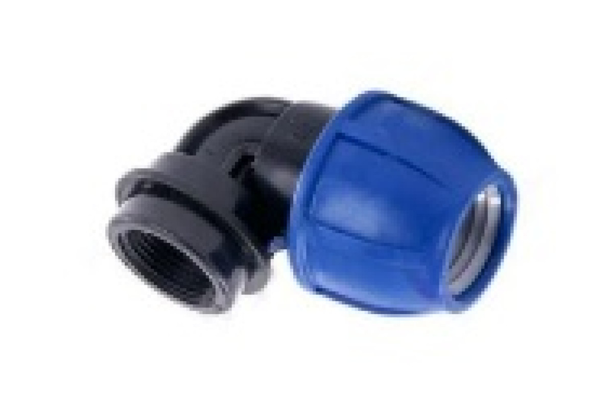 Отвод компрессионный ПЭ ВР Дн 25х1"х90гр Ру16 напорный RTP (РосТурПласт) 11538