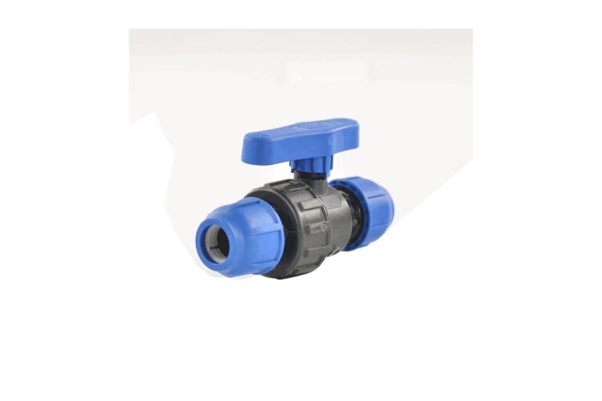 Кран компрессионный ПЭ шаровой Дн 25 напорный Китай 99525