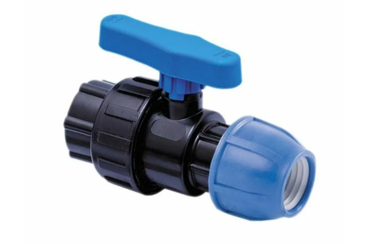 Кран компрессионный ПЭ ВР шаровой Дн 32х3/4" напорный