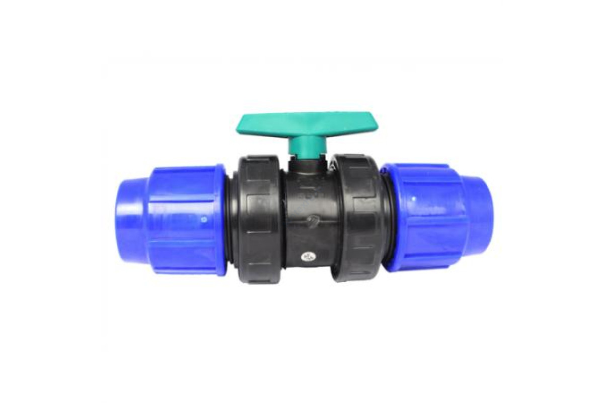 Кран компрессионный ПЭ шаровой Дн 50 напорный