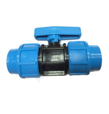 Кран компрессионный ПЭ шаровой Дн 25 напорный Джилекс 9361