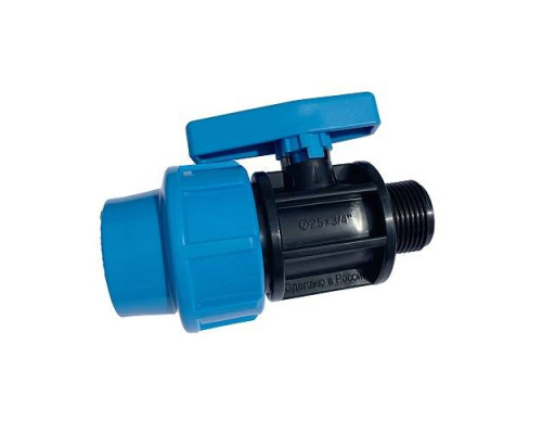 Кран компрессионный ПЭ НР шаровой Дн 25х3/4" напорный Джилекс 9365