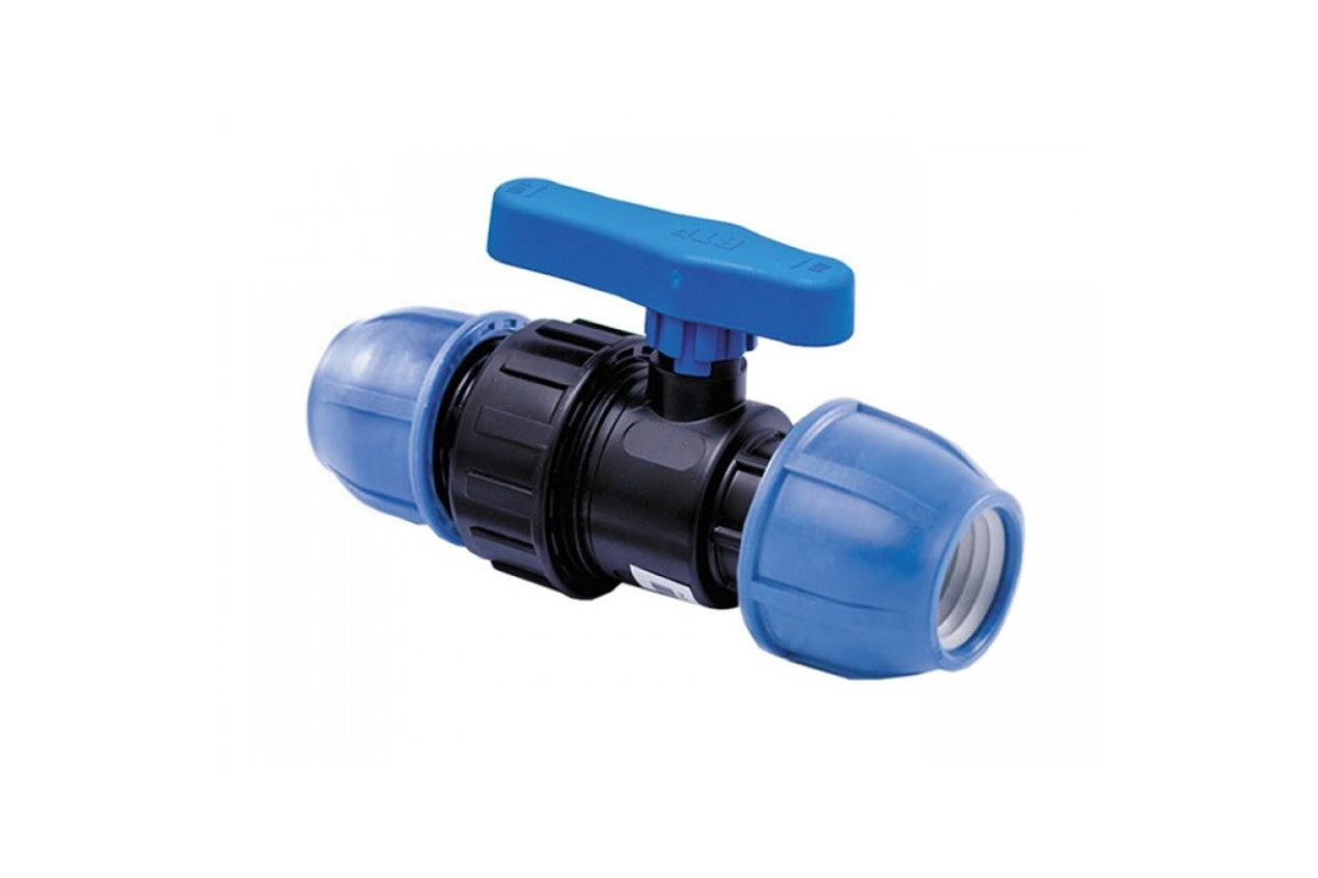 Кран компрессионный ПЭ шаровой Дн 40 Ру16 напорный RTP (РосТурПласт) 16353