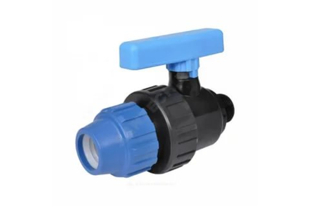 Кран компрессионный ПЭ НР шаровой ДН 25Х3/4" Ру10 напорный RTP (РосТурПласт) 17358