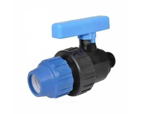 Кран компрессионный ПЭ НР шаровой ДН 32Х1" Ру16 напорный RTP (РосТурПласт) 15466